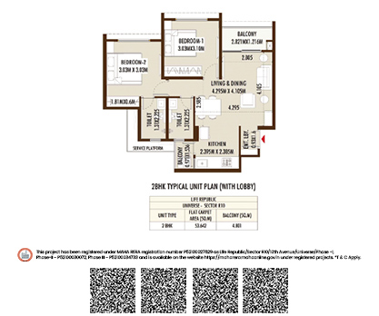 Kolte-Patil - Universe-2 BHK UNIT PLAN