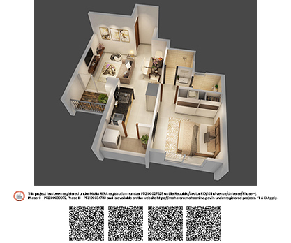 Kolte-Patil - Universe-1 BHK ISOMETRIC VIEW