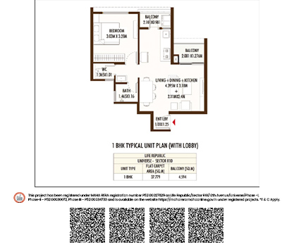 Kolte-Patil - Universe-1 BHK UNIT PLAN