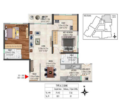 Kolte-Patil - Lakeside24-TYPE A - 2.5 BHK