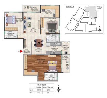 Kolte-Patil - Lakeside24-TYPE A2 - 3.5 BHK
