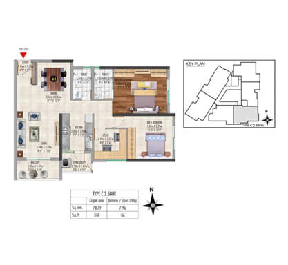 Kolte-Patil - Lakeside24-TYPE C - 2.5 BHK