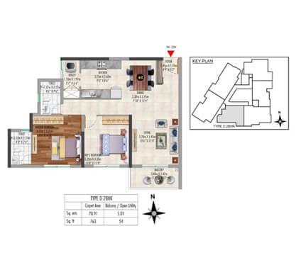 Kolte-Patil - Lakeside24-TYPE D - 2 BHK