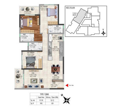 Kolte-Patil - Lakeside24-TYPE F - 3 BHK