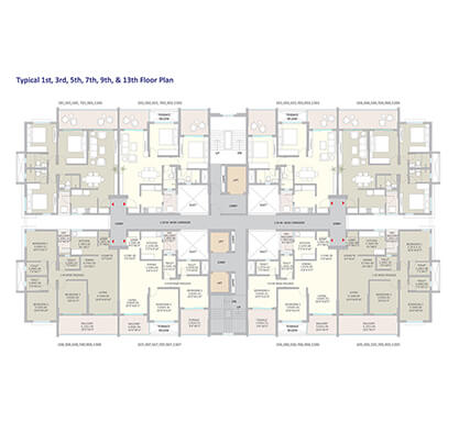 Kolte-Patil - Springshire-tower b4 - 1st, 3rd, 5th, 7th, 9th, 13th floor plan