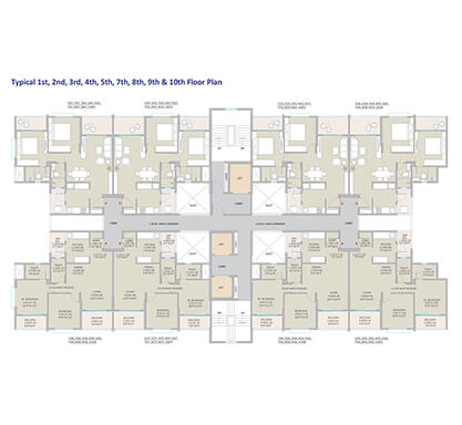 Kolte-Patil - Springshire-tower b6 - 1st, 2nd, 3rd, 4th, 5th, 7th, 8th, 9th, 10th floor plan